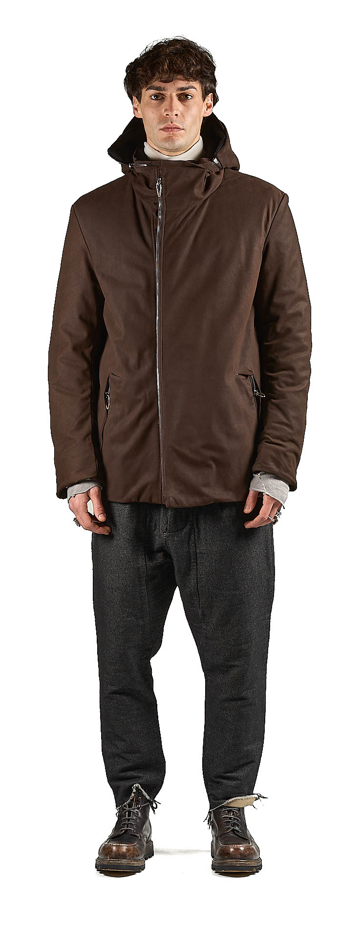 DANIELE BASTA LEATHER AND SILVER JACKET